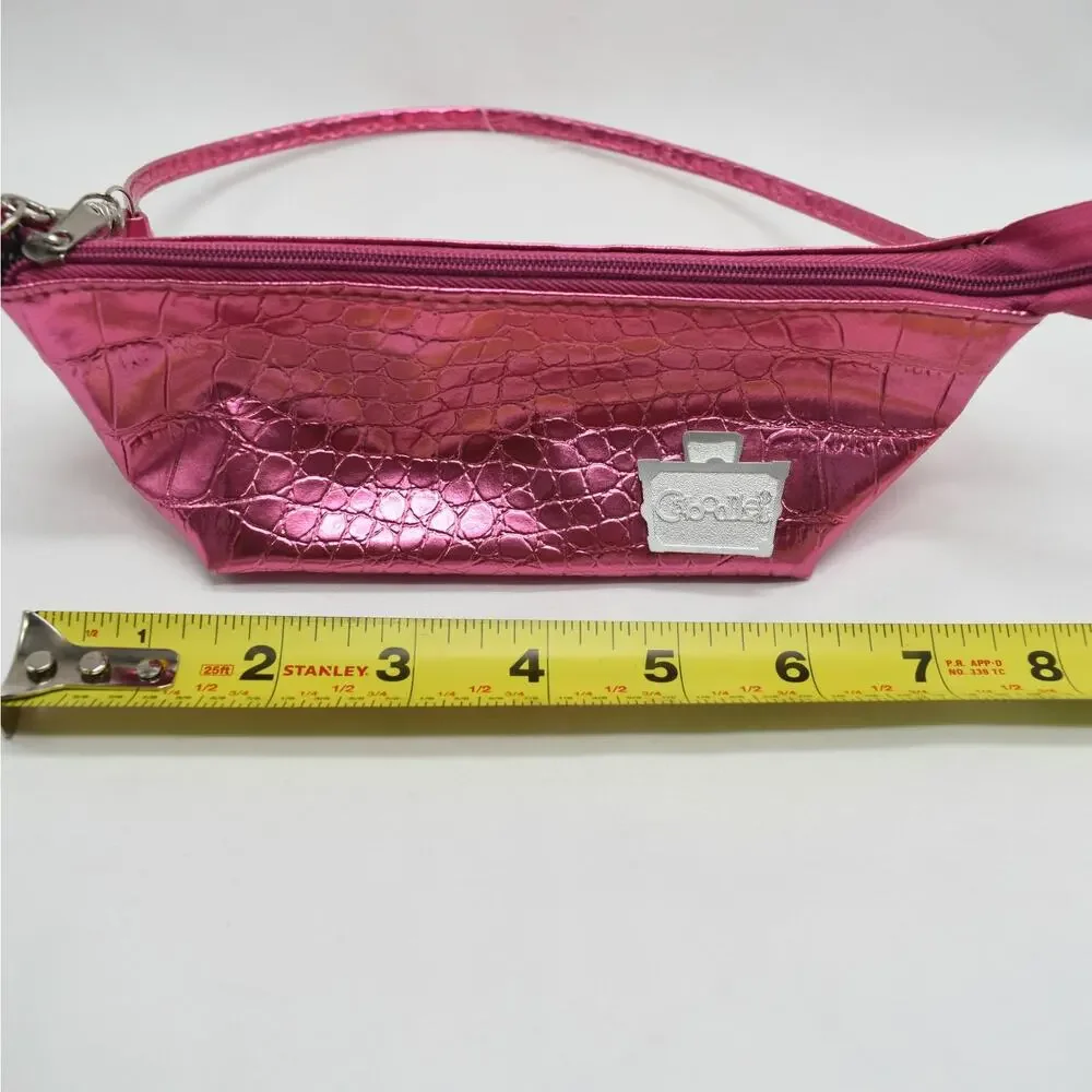Y2K Caboodles Pink Metallic Alligator Embossed Mini Make Up Bag Barbie Coquette
